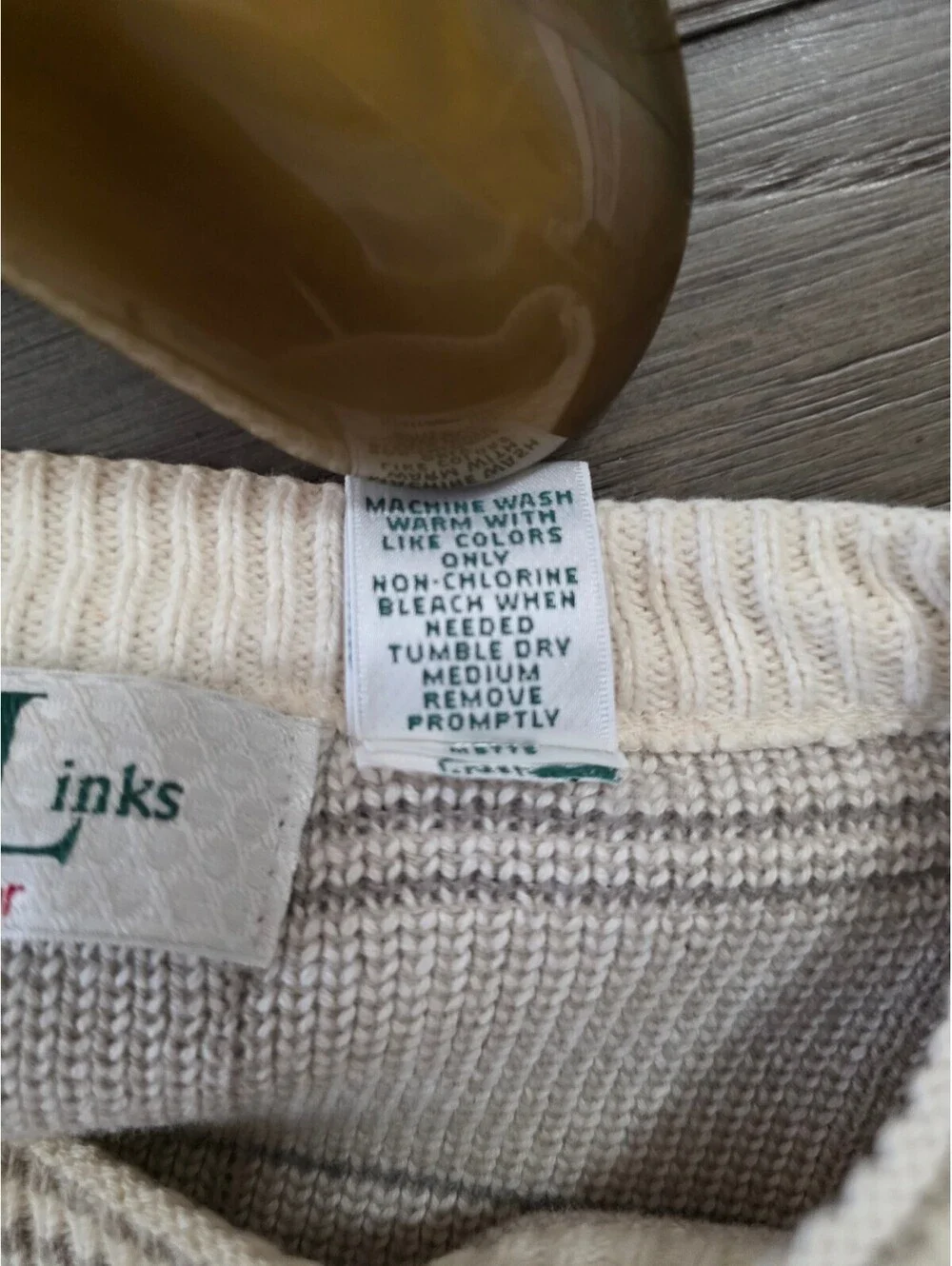 Vintage 90s Cypress Links Grid Plaid Golf Sweater Cream Crewneck Size Medium
